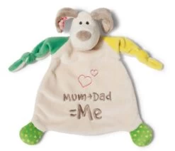 NICI 40037 Schmusetuch Hund "Mum+Dad=Me" 25 X 25 Cm