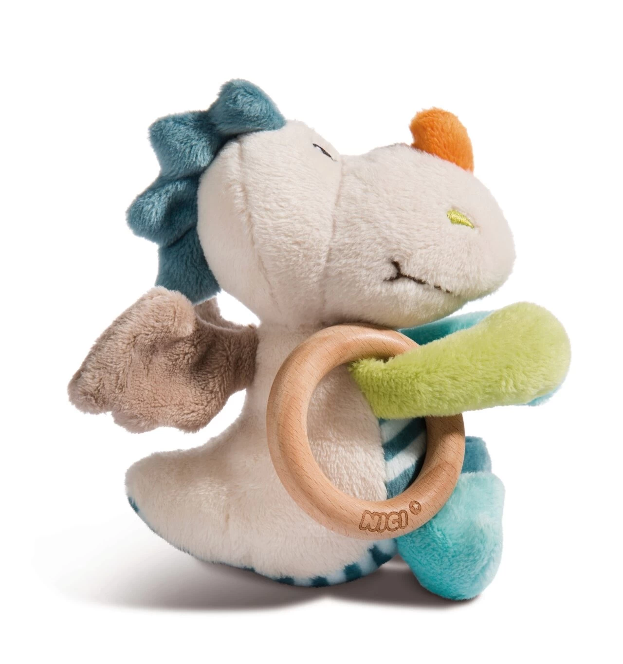 NICI 43705 Greifling Drache Dragilu Mit Holzring Und Glocke 2 NICI 43705 Greifling Drache Dragilu Mit Holzring Und Glocke – Bild 2