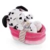 NICI 47891 Sleeping Pets Welpe Dalmatiner 12 Cm Im Pink-rosanen Körbchen