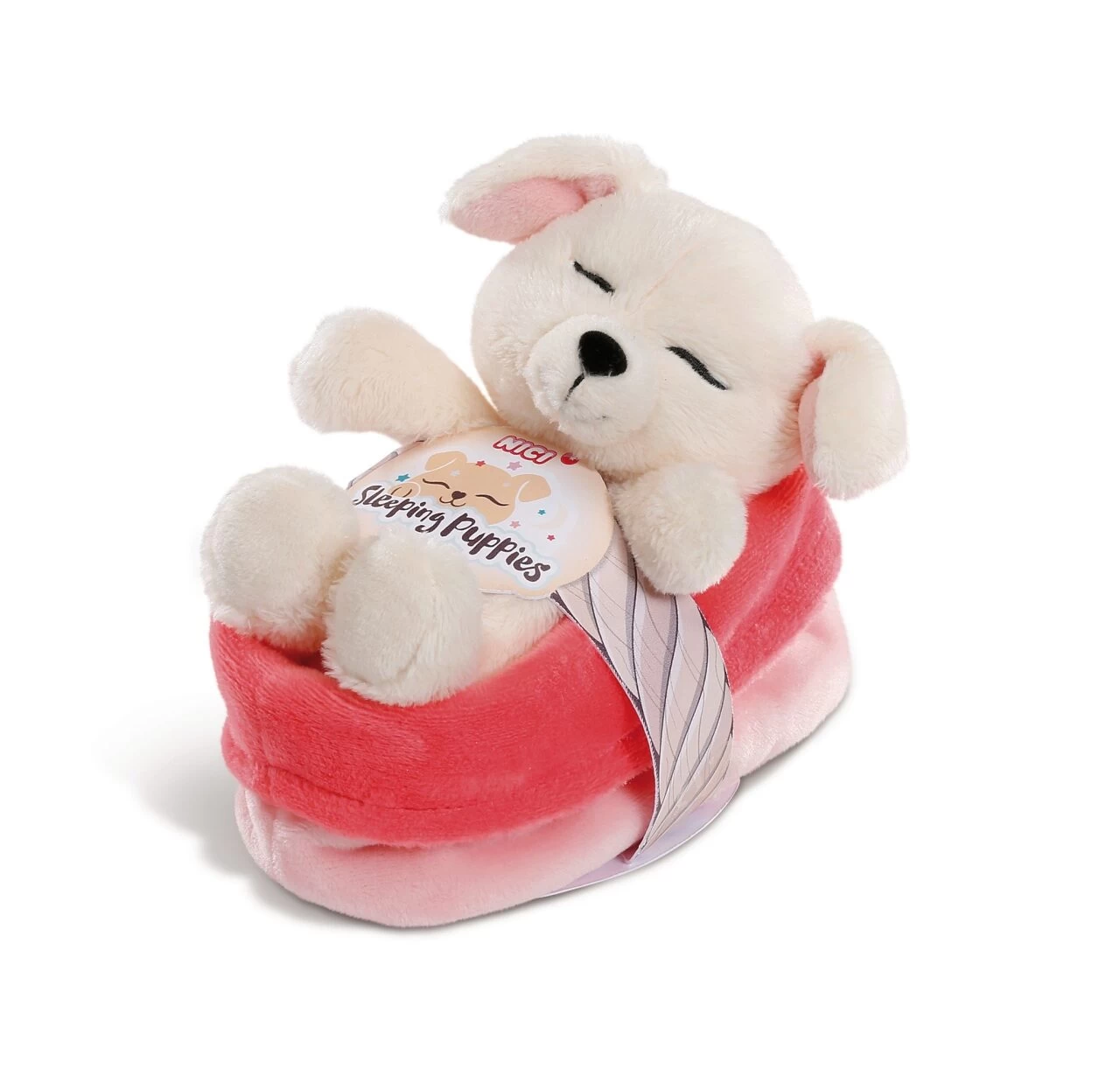 NICI 48110 Sleeping Puppies Hund 12 Cm, Creme, Im Rot-rosanen 1 NICI 48110 Sleeping Puppies Hund 12 Cm, Creme, Im Rot-rosanen
