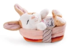 NICI 48707 Kuscheltier Hase Karamell Gepunktet 12cm Schlafend Im Körbchen