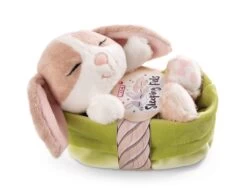 NICI 48709 Kuscheltier Hase Cappuccino 12cm Schlafend Im Grünen Körbchen