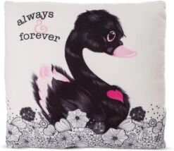 Nici Kissen Love Schwan GREEN, Schwarz, Ca. 30 X 30 Cm (48276)